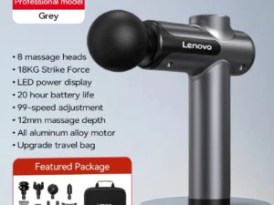 Lenovo Powerful Wireless Massager Gun 8 Massage HeadsRechargeable Shoulder Back Neck Waist Leg Electric Fascia Gun - Oyoyo - Color : Grey-bag