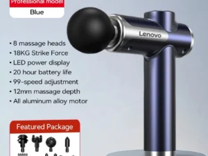 Lenovo Powerful Wireless Massager Gun 8 Massage HeadsRechargeable Shoulder Back Neck Waist Leg Electric Fascia Gun - Oyoyo  - Color : Blue
